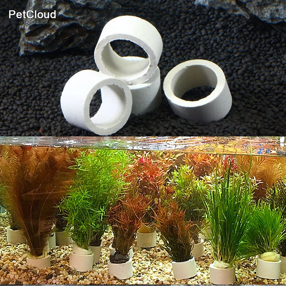 Aquarium Planting Ring For Fish Tank Plant Decoration Ceramic Rings Water Grass Fixed Cup Landscaping DIY Ornamento Supplies