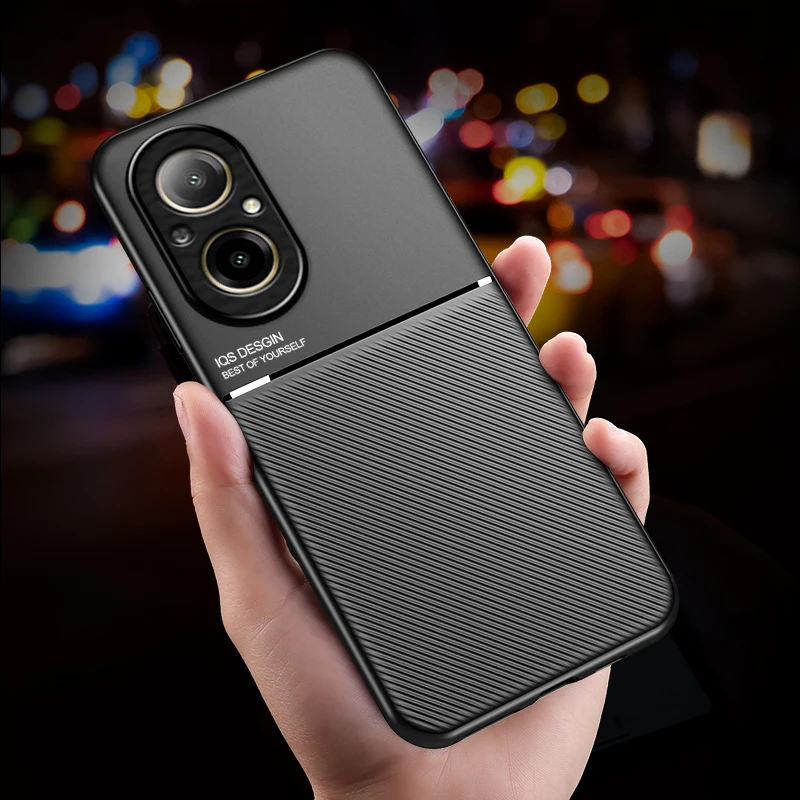 Soft Bumper Shockproof Phone Case with Leather Magnetic Holder Back Cover