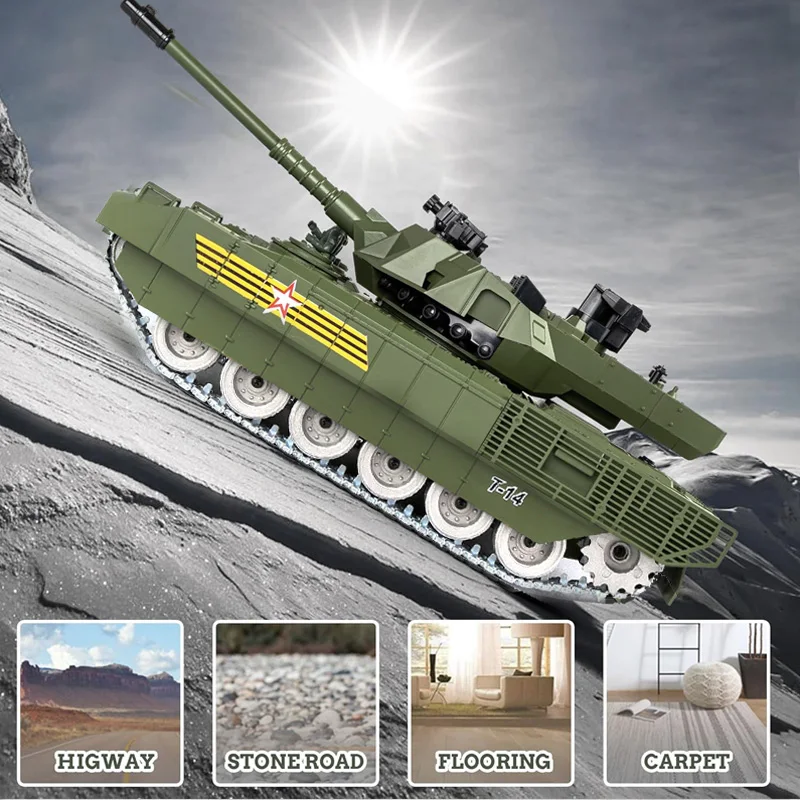COOLBANK 1/18 2.4G RC Tank Russian Armata T-14 Remote Control Main Battle Tank Model WWII Tank RC Military Vehicle Model For Boy 4