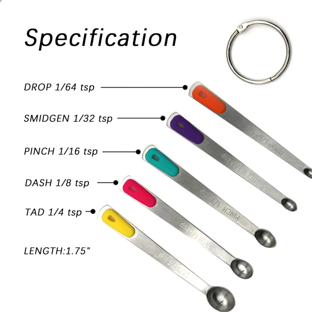 5 Pieces/Set Baking Powder Dry Food Measuring Spoons Coffee 1/64 to 1/4 Teaspoons Household Kitchen Gadget Home Supplies kitchen measuring spoons,measuring spoon set,measuring cup and spoon set