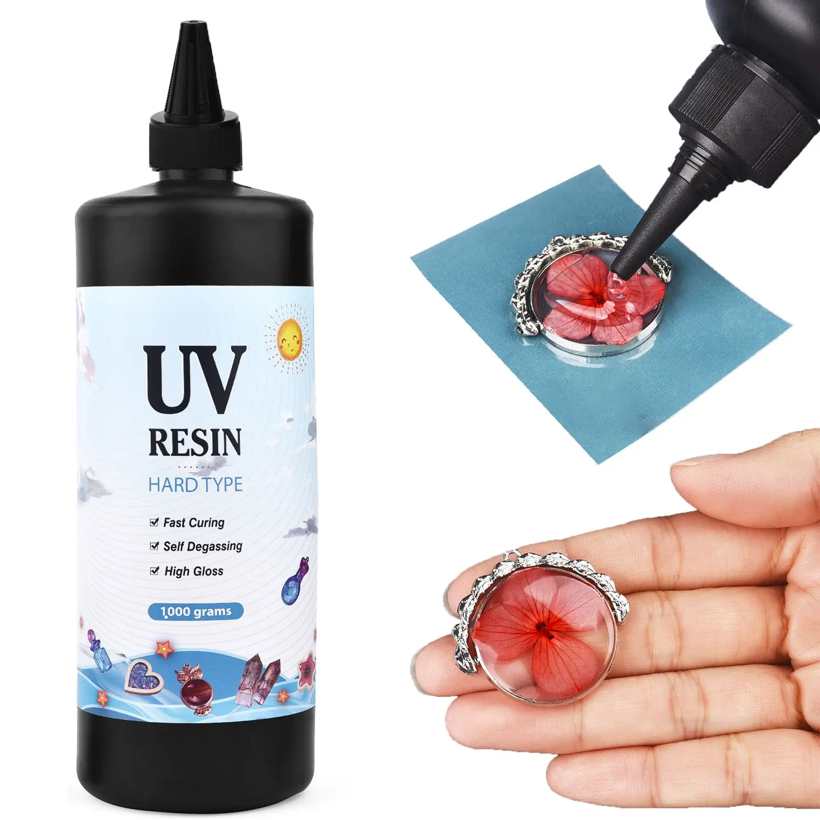 

UV Resin Glue 25/60/100/200/500/1000g Ultraviolet Curing Solar Cure Sunlight Activated Hard Quick Drying For Jewelry Resin Glue