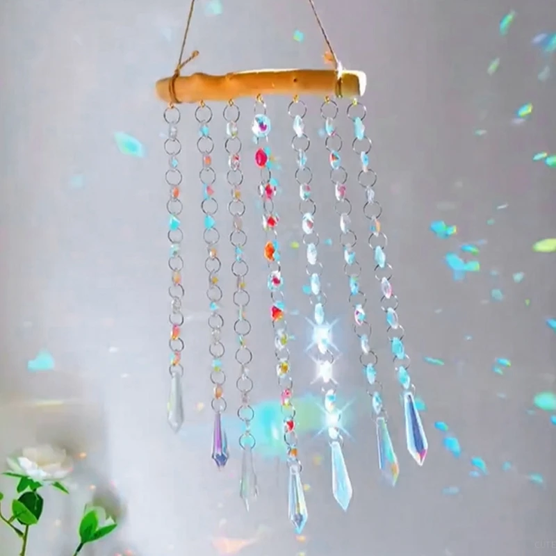 Brass Crystal Rainbow Crystal Hanging Pendants Suncatcher Moon Catcher Stained Glass Wind Chimes Home Garden Decor Kristalle