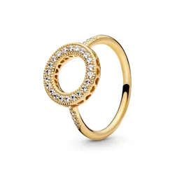 Exquisite Gold Series Sterling Silver Heart Crown Ring - Fashionable Charm Jewelry Gift - 8 (Orange)