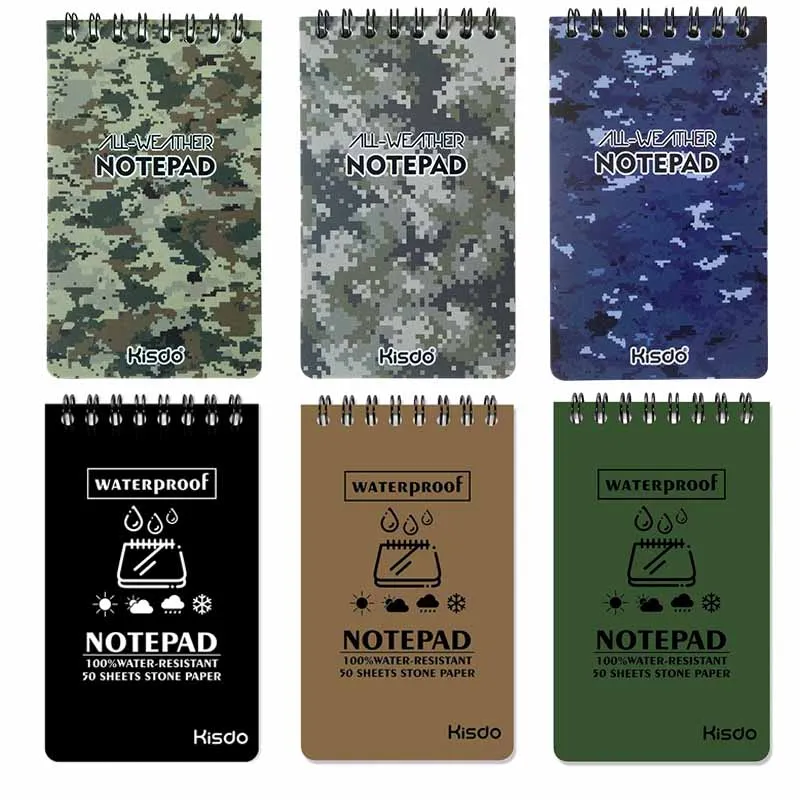 Tactical Stone Paper Waterproof Notebook Write in the Rain Pocket Spiral Notebook All-Weather Memo Pad Military Notepad Outdoors 6