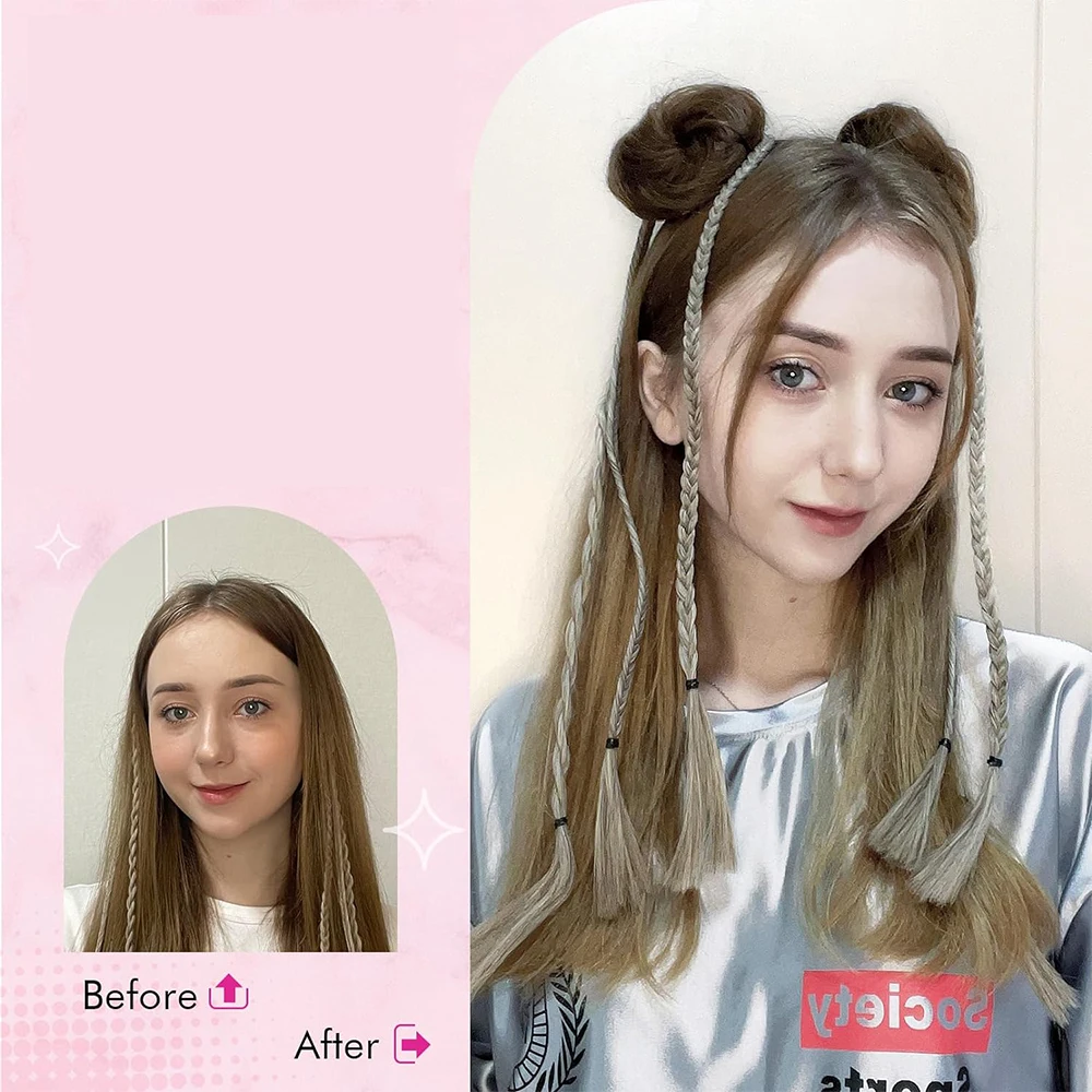 Messy Bun Hairpieces Bun Hairpieces Hair Extensions Messy Hairpiece Hair Bun Synthetic Space Bun 2PCS Mini Claw Clip Fake Hair Bun For Women