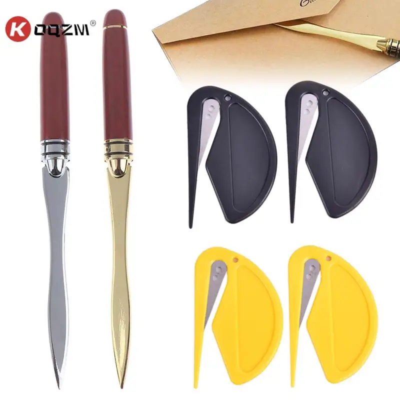 Wood Handle Letter Opener Stainless Steel Letter Opening Cut Paper Knife Split File Envelopes for School Student Stationery 1pc utility knife,mail opener,unboxing knife,pocket folding knife,craft cutting knife