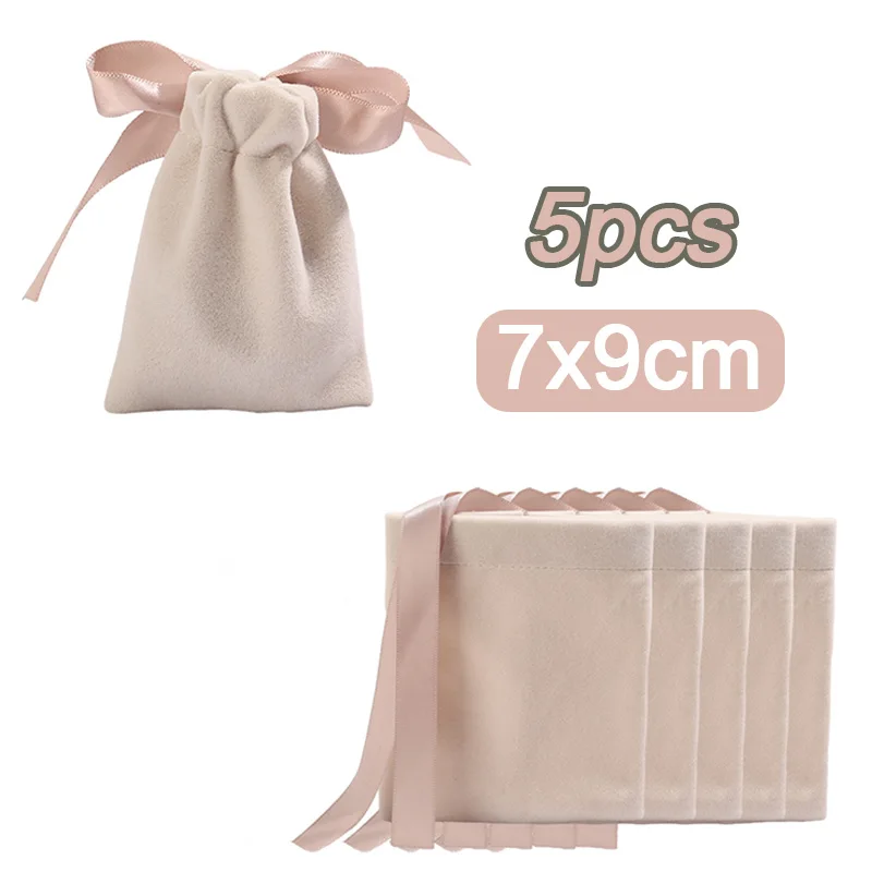 Thicken Velvet Jewelry Bags Small Necklace Bracelet Packaging Pouches Ribbon Bow Drawstring Gift Bag Jewelry Protect Storage Box