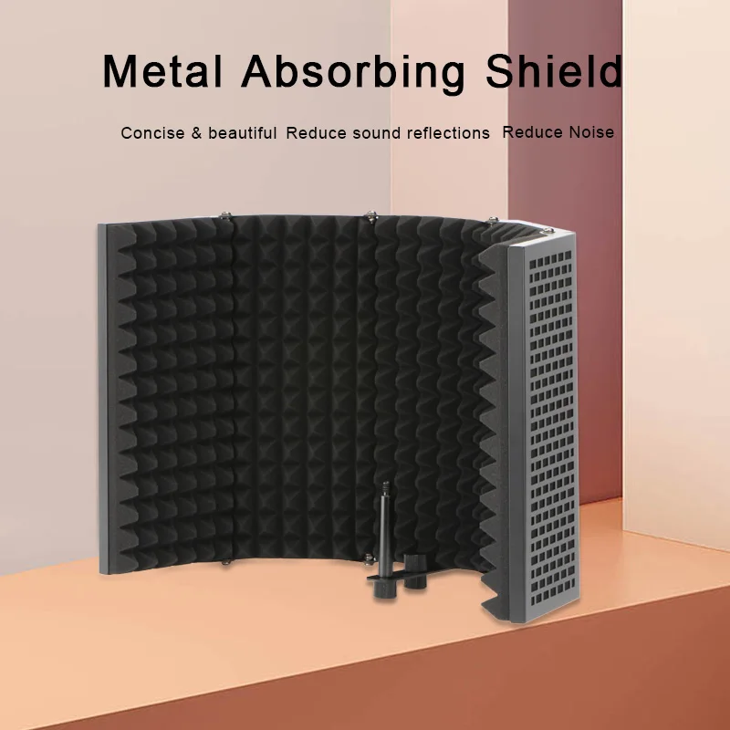 

Lomeho LO-PS78(79) 3 or 5 Adjustable Metal Panels Broadcast Studio Isolation Noise Reducing Sound Absorbing Microphone Shield