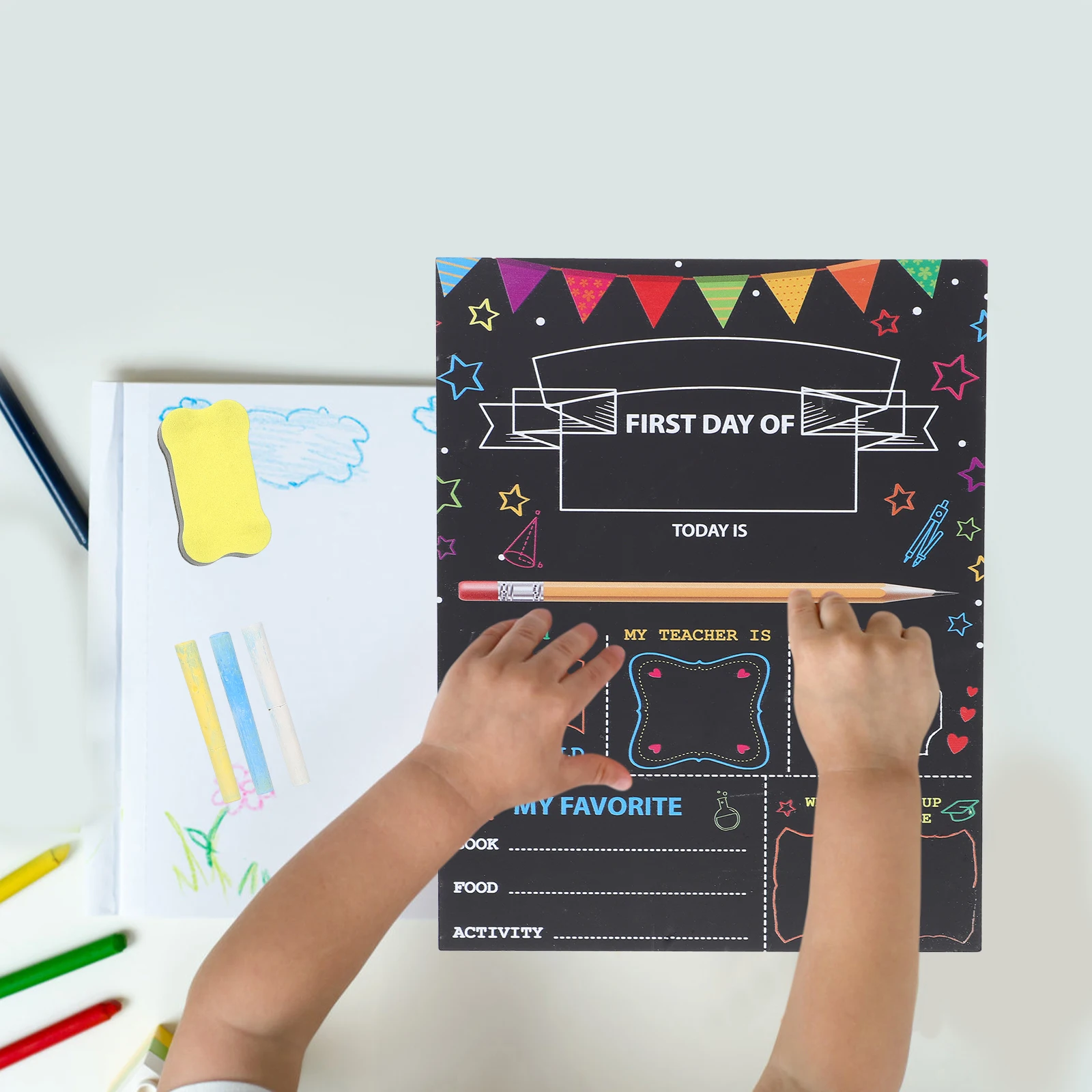 1 Set Of Wooden School Board First Day Chalkboard Interesting Chalk Board Presentation Boards Supply Office School Supplies