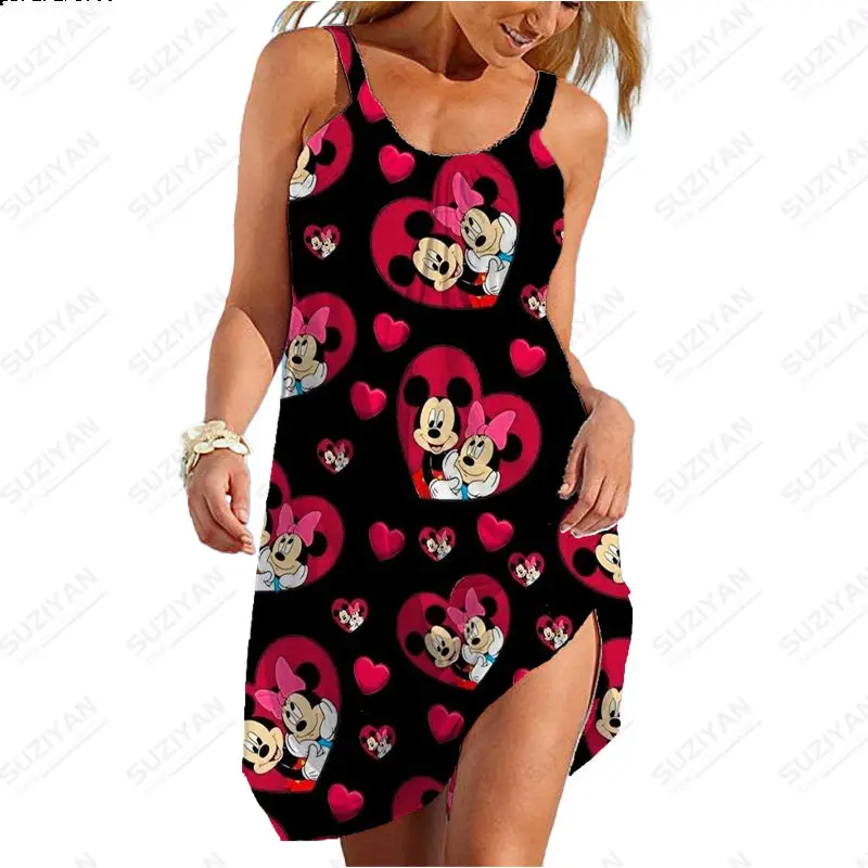 

Summer New Mickey Mouse Print Cartoon Pattern Fashion Dress Elegant Women's Summer Dress Hot Selling City Style Long Style