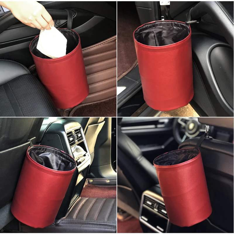 Car Storage Basket Interior Rubbish Container for Waste Organizer Holder Waterproof Garbage Can Trash Bin Folding Car Organizer