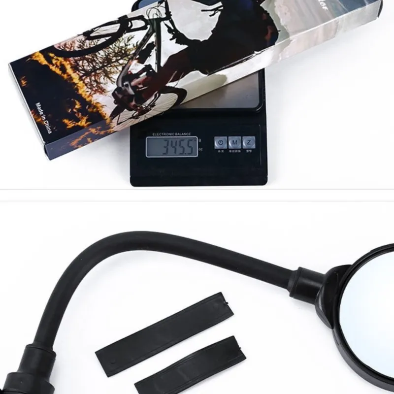 2PCS 자전거 백미러 유연하고 조절 가능한 360도 ° 회전식 광각 볼록형 핸들바 마운트 HD 전기 자전거 스쿠터 사이클링 안전