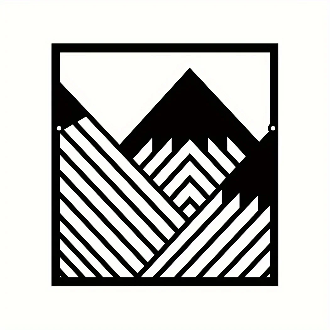 

1pc Geometry Wall Art, Abstract Large Mountain Wall Art, Geometry Mountain Wall Art Sign, Hill Metal Decor, Mountain Metal Decor