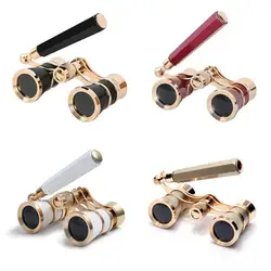 3x25 Vintage Binoculars Telescope Opera Theater Glasses With Retractable Handle Women Girls Telescope Hose Racing Glass 4 Color