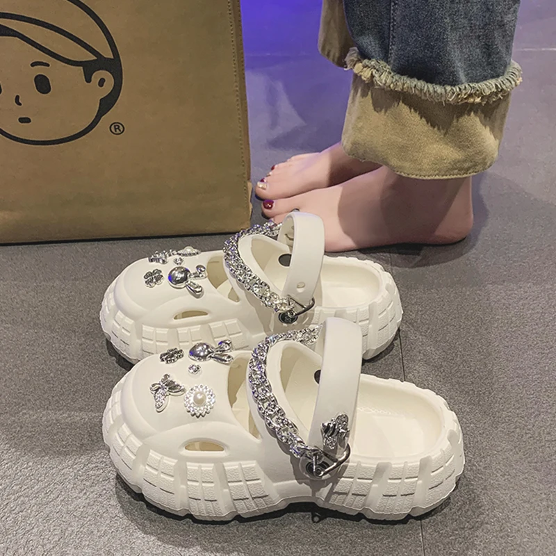 

Шлепанцы женские с закрытым носком, Сланцы на платформе, плоская подошва, Нескользящие, римская ткань, Искусственная резина, домашняя обувь, лето 2024