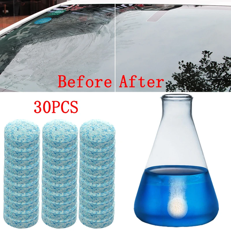 30PCS Car Solid Cleaner Effervescent Tablets Car Window Windshield Glass Cleaning Spray Cleaner Auto Washing Accessories