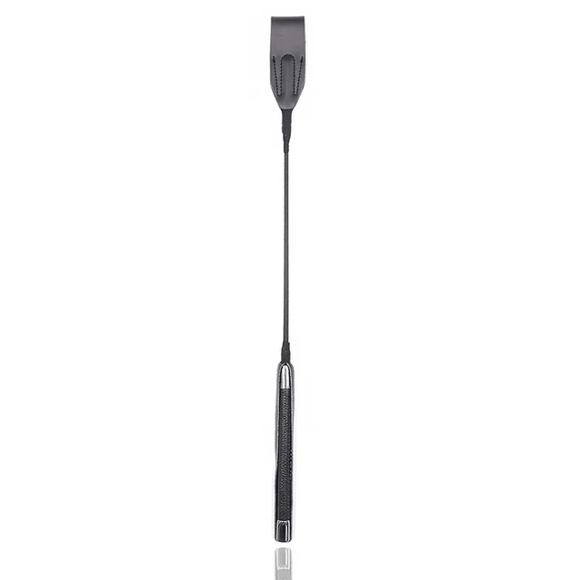 Genuine Leather Long Straight Whip, Riding Crop Flogger, Black Leather Handle Paddle, Slapper Horse Training, 55cm 6