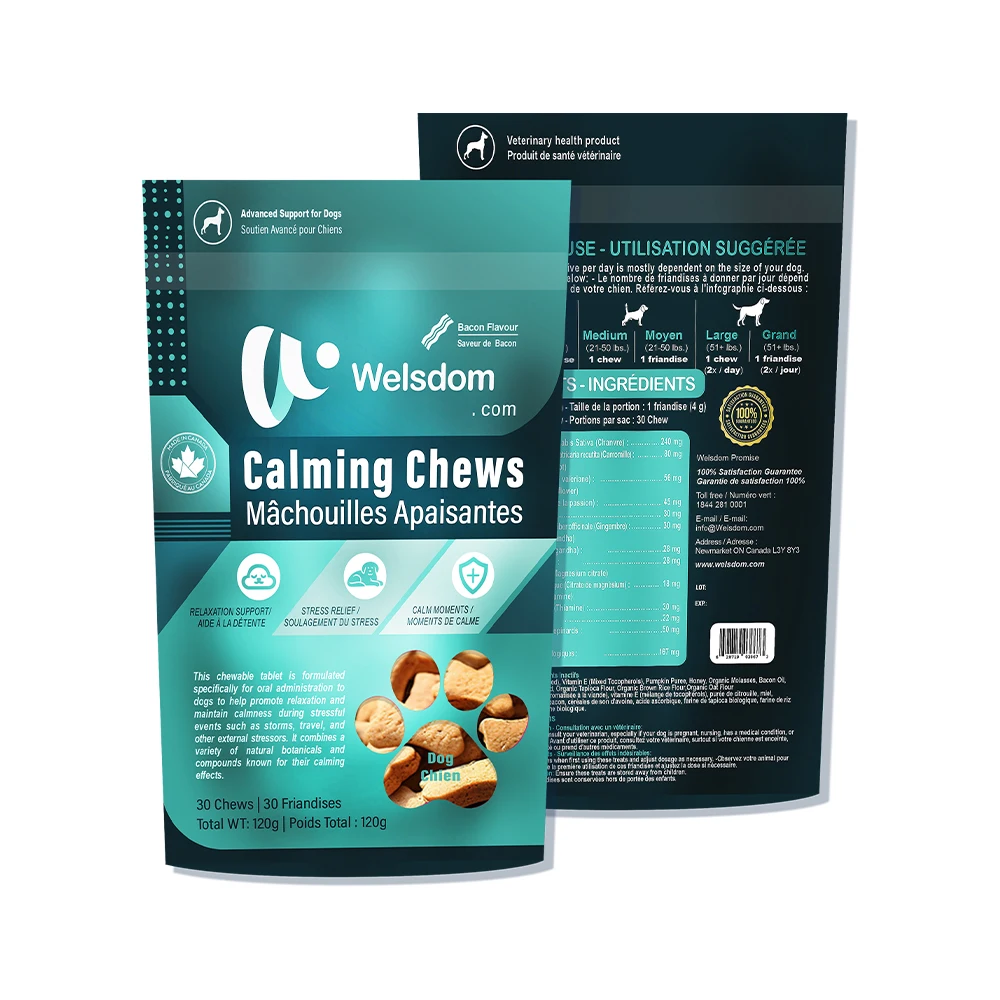 Natural Dog Calming Chews for Anxiety Relief, Stress Reduction, Relaxation, Behavior Support-Tasty & Safe