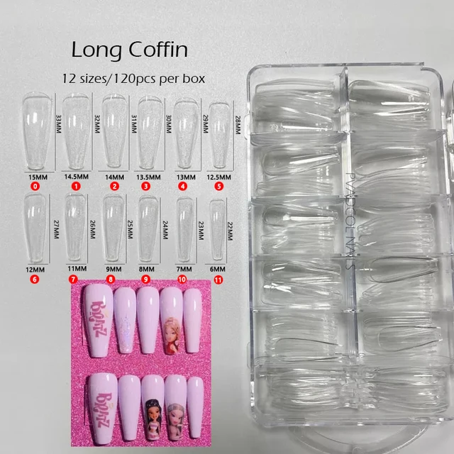 Gel Nails Extension System Full Cover Sculpted Clear Stiletto Coffin False Nail Tips 240pcs/bag Long Coffin