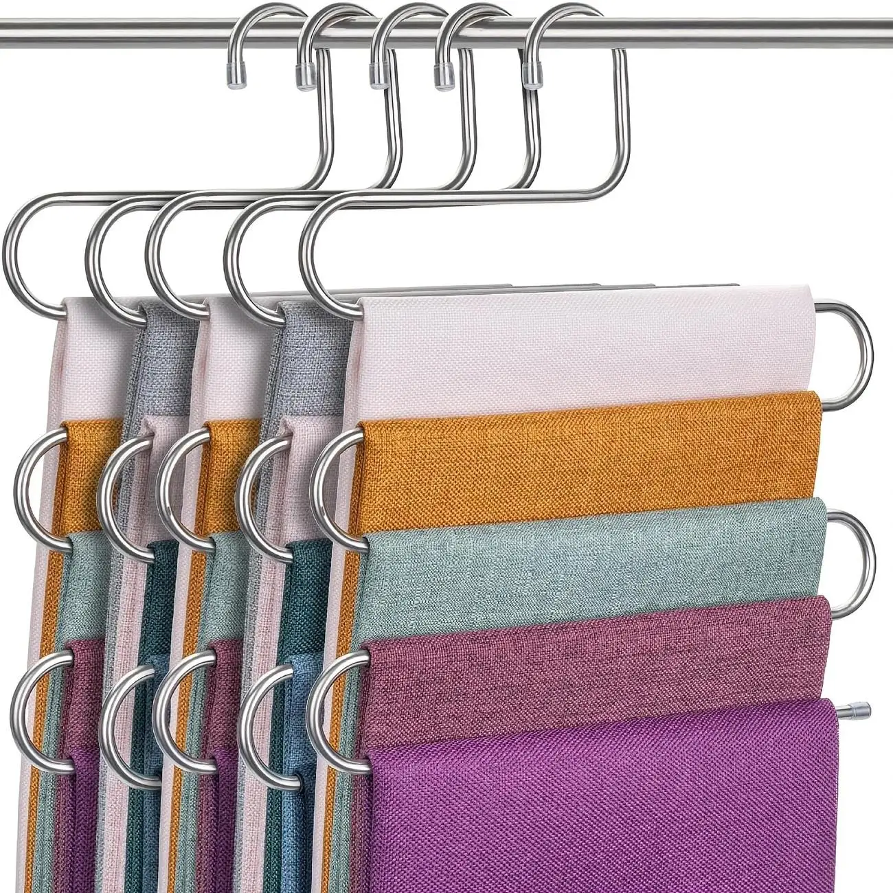 Five-layer stainless steel trouser rack,used for wardrobe storage, suitable jeans and trousers, space-saving design 4