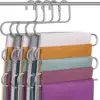Five-layer stainless steel trouser rack,used for wardrobe storage, suitable jeans and trousers, space-saving design 4