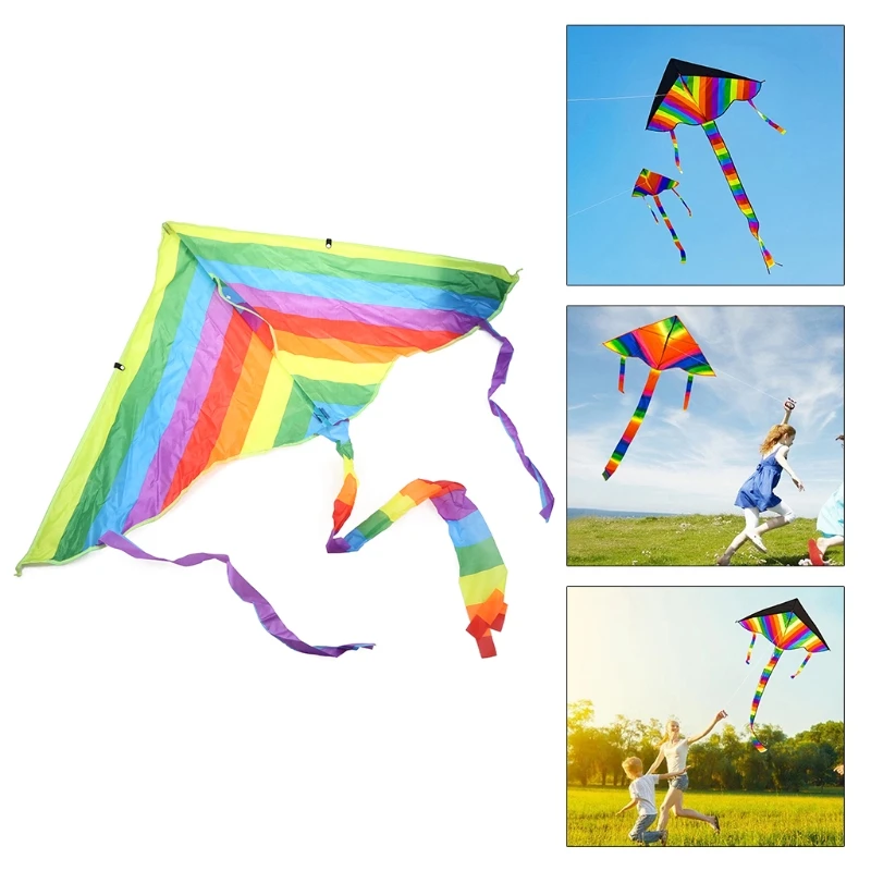 1Pc Rainbow Colorful Kite for Fun Assemble Kite with Long Colorful Tail Party & Outdoor Toy Lightweight Outdoor Sports 2 1Pc Rainbow Colorful Kite for Fun Assemble Kite with Long Colorful Tail Party & Outdoor Toy Lightweight Outdoor Sports 2