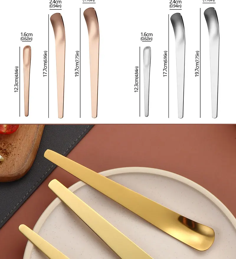 3-teiliges Set Flachkopf-Edelstahllöffel Kaffeemischlöffel Teelöffel Eiscreme-Kuchen-Dessertlöffel Bar Haushalt Küche Tischbesteck – Detail 7
