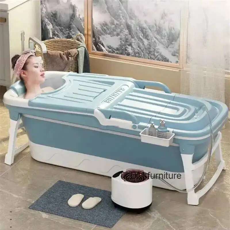 ผู้ใหญ่ Thicken พลาสติกห้องน้ําอ่างง่ายพับอ่างอาบน้ําสปา Bath Barrel อิสระน้ําแข็ง Bath แบบพกพาผู้ใหญ่มือถืออ่างอาบน้ํา 1