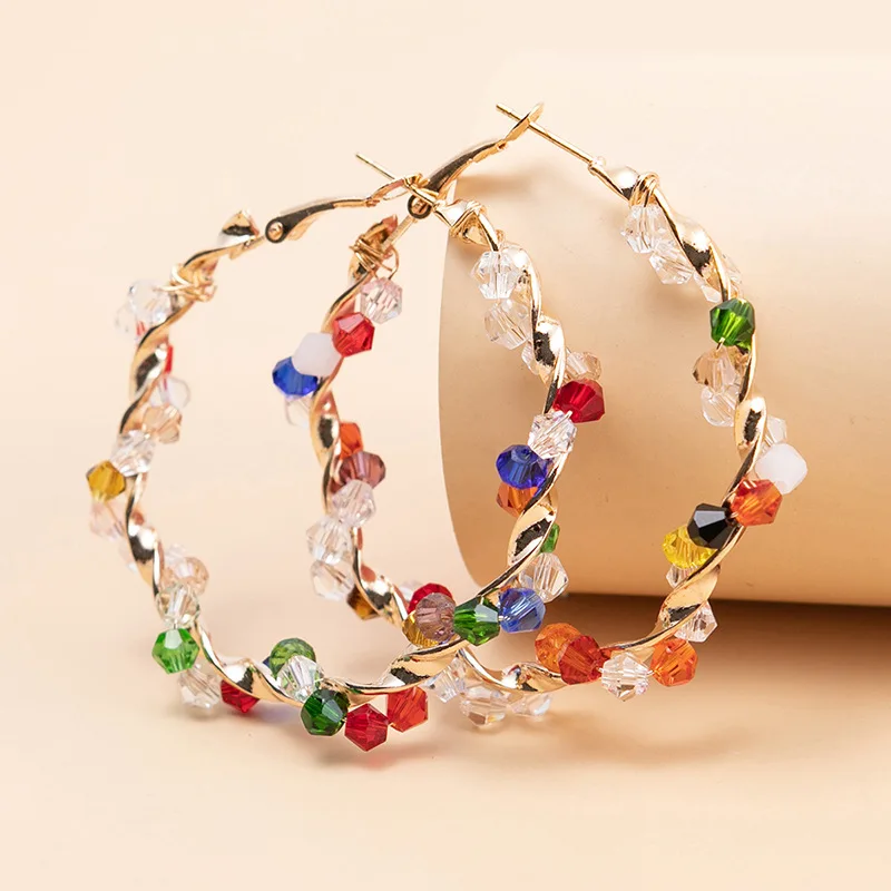 Random-Colorful-Crystal-Hoop-Earrings-for-Women-New-Fashion-Big-Round ...