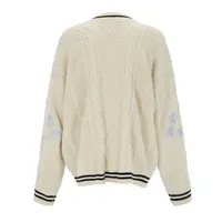 Women Slight Strech  Loose Fit Star Embroidery Trend Tay V-neck Lor Cardigan Fashion Warm Swif T Sweater 2022 Cardigan Mujer - Image 4