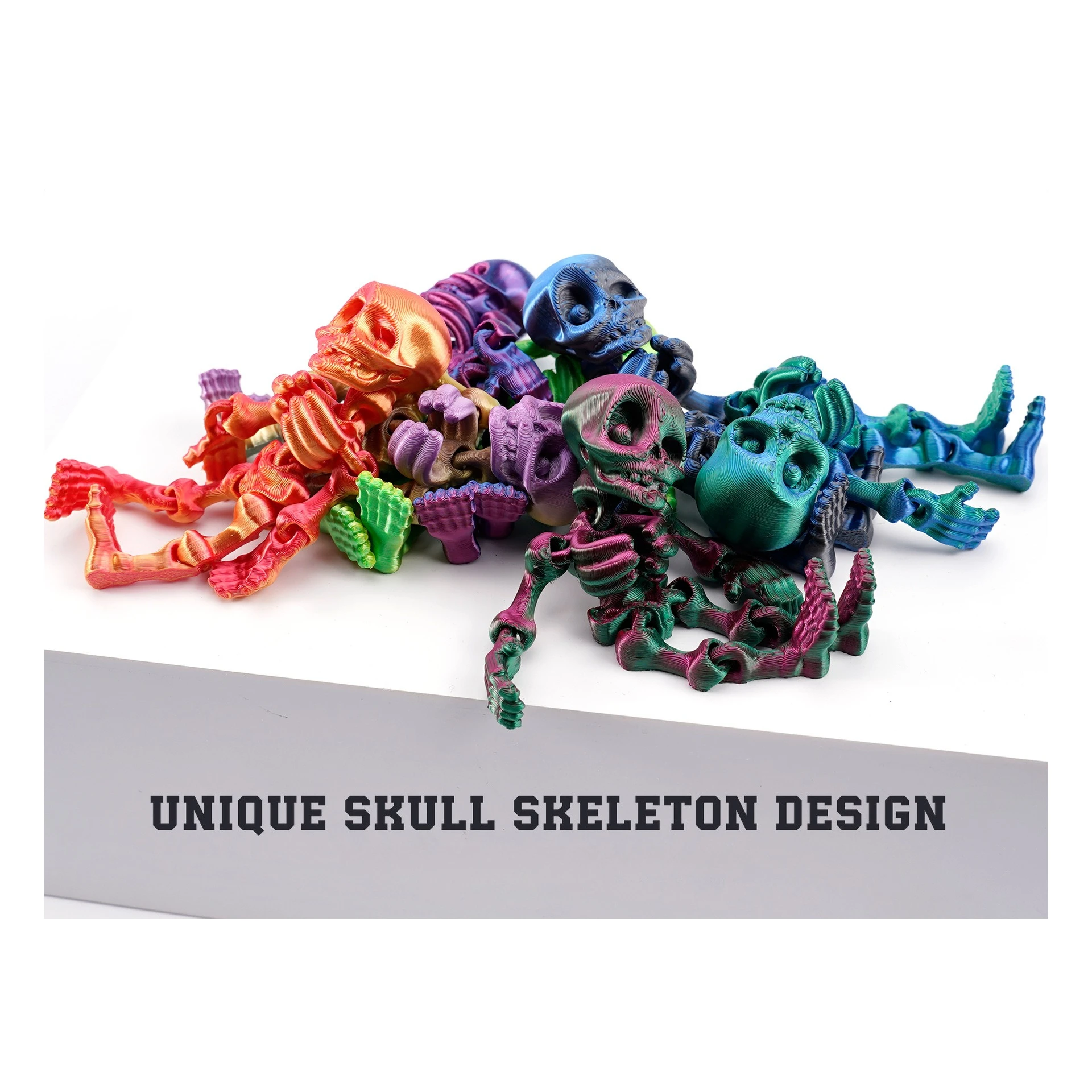 3D Printed Skull Skeleton Figurines Movable Joints Creative Collection Desktop Decor Ornaments Halloween Gifts for Decor Crafts