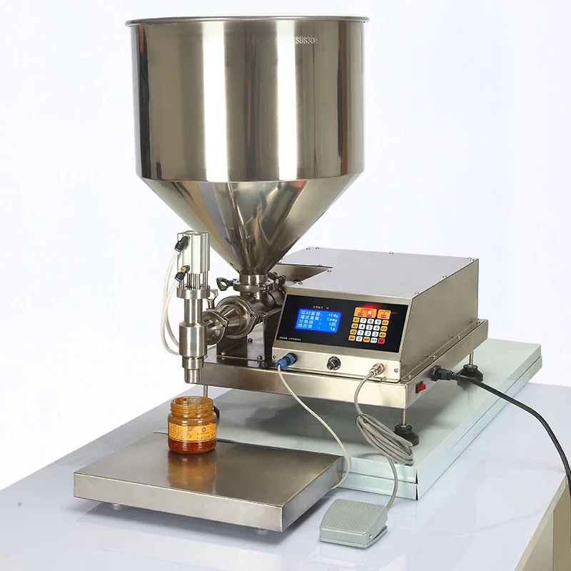 Sauce filling machine, liquid weighing and mixing, sesame chili bean paste fully automatic quantitative filling machine architectural guide chili