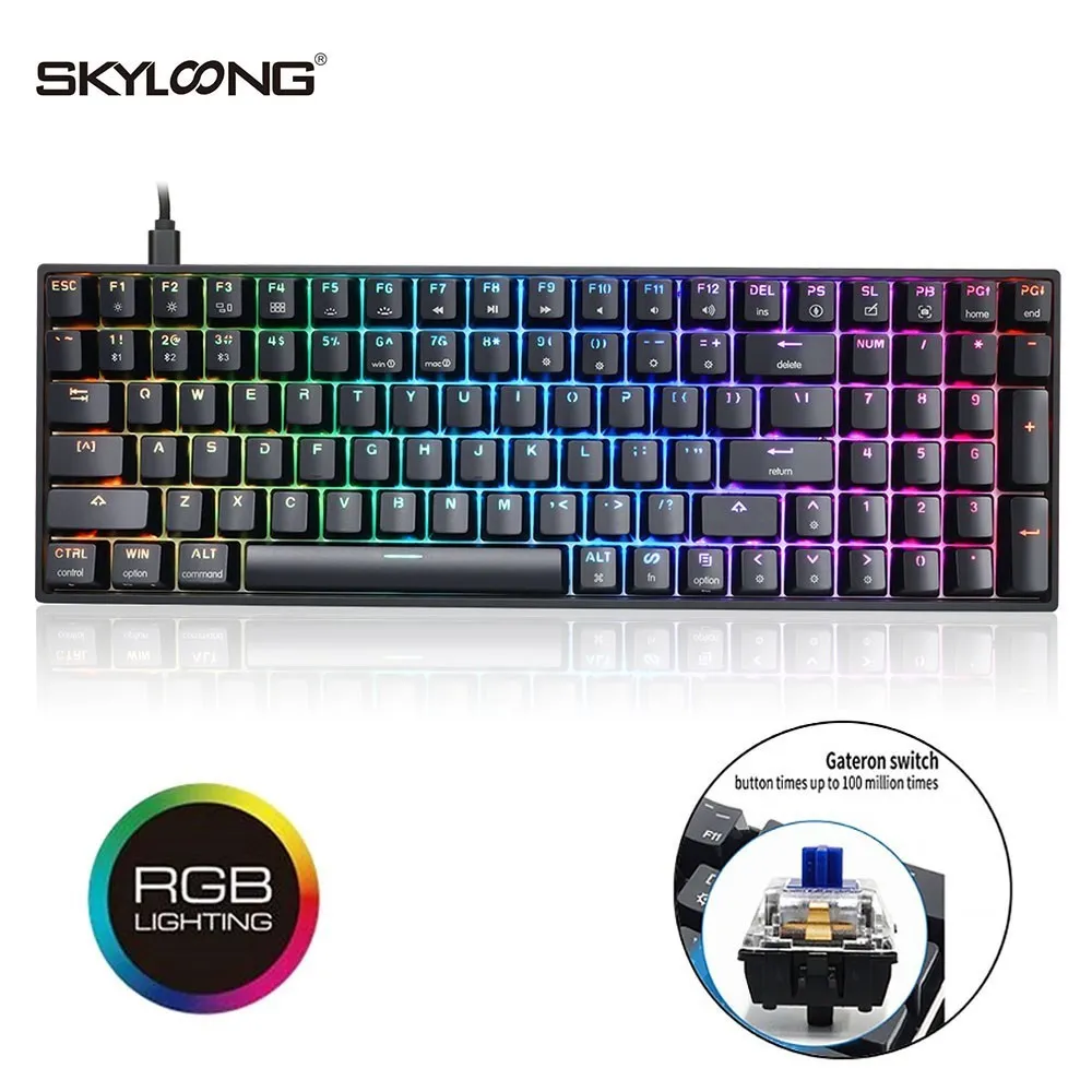 Skyloong 96 Keys Mechanical Keyboard USB Type C Bluetooth Wireless SK96 GK96 Dual Connection ABS OEM Mini RGB Gaming Accessories computer keyboard computer peripheral