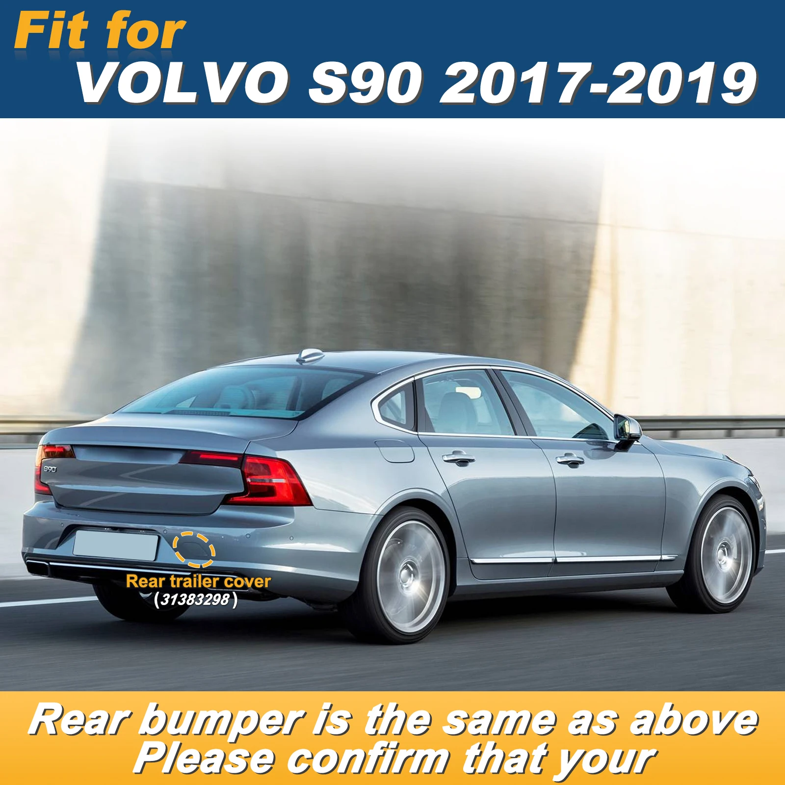 Rear Bumper Tow Hook Cap Towing Eye Cover For VOLVO S90-31383298 398400101 Right Passenger Side