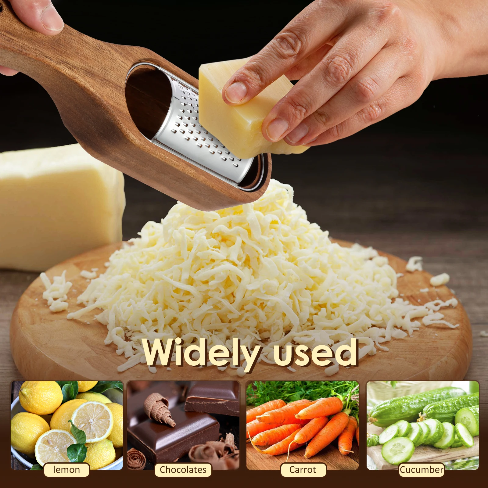 Potato Cheese Grater Stainless Steel Cheese Lemon Fruit Peeler Shredder with Storage Space for Grating Carrots Chocolate