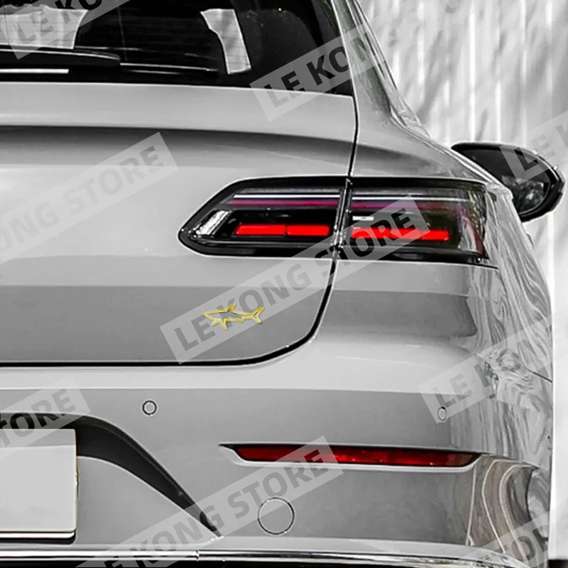 중공 물고기 상어 배지 자동차 머리 트렁크 바디 스티커 데칼 엠블럼 액세서리 Skoda Opel Jaguar Toyota Jeep Metal Car Styling