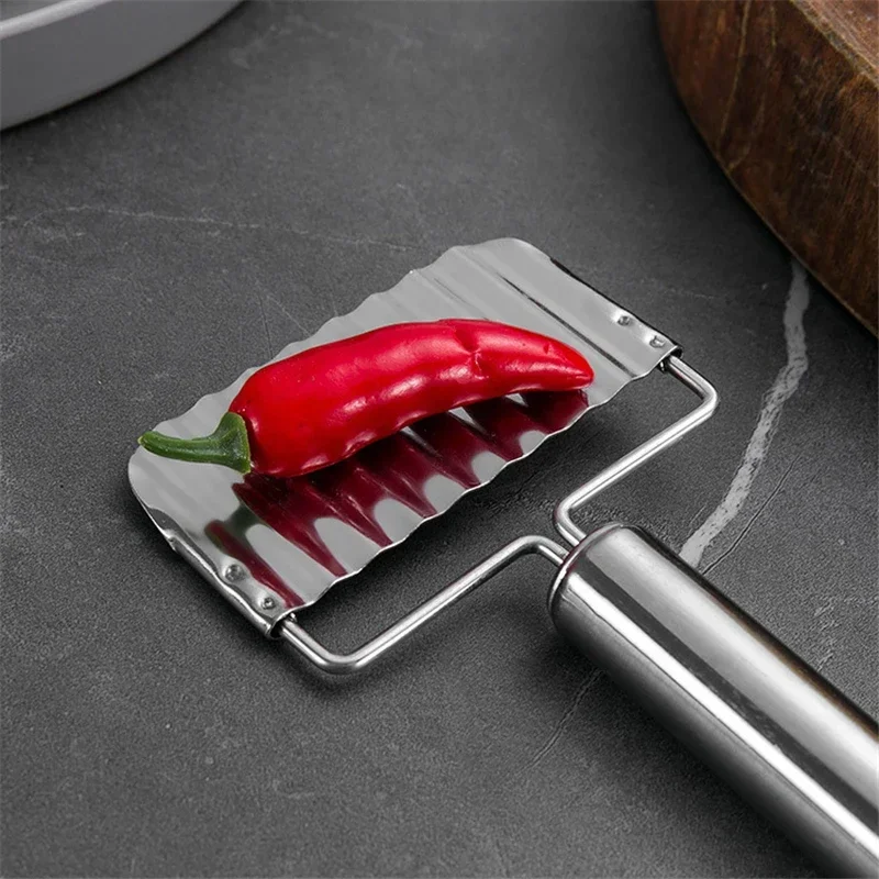 1PC-Stainless Steel Spike Potato Cutting Multifunctional Home Kitchen Vegetable Cutter French Fries Wave Knife Fancy Slicer