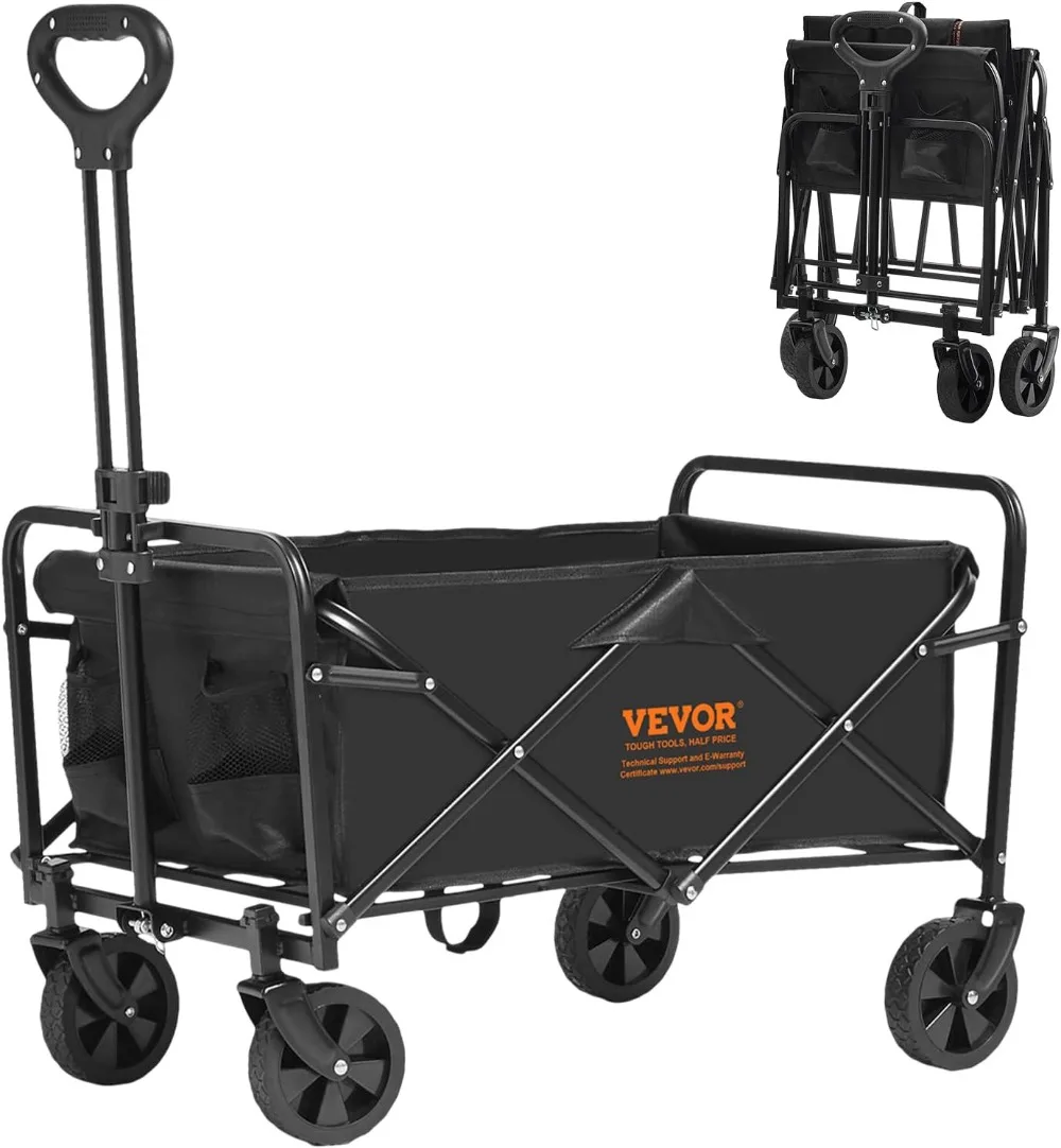 

VEVOR Collapsible Folding Wagon Cart, 220lbs Heavy Duty Wagons Carts Foldable with Wheels, Outdoor Portable Garden Cart