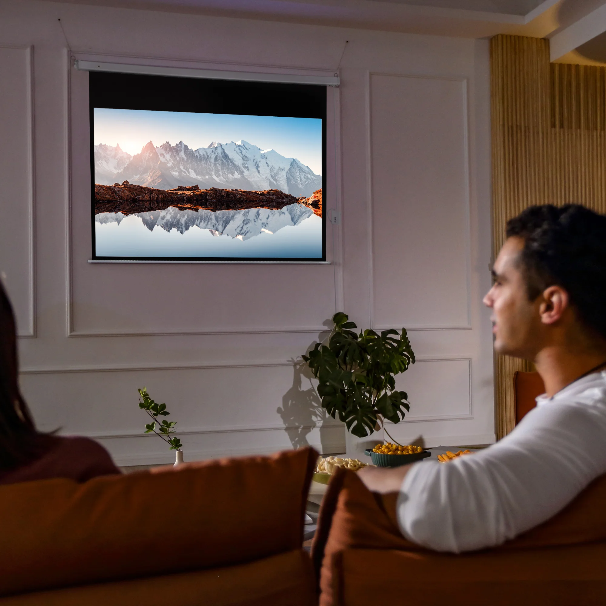 HOMCOM Pantalla de Proyector con Soporte 100 Pulgadas HD Pantalla 16:9 con  Bolsa de Transporte 233x50x187 cm Blanco