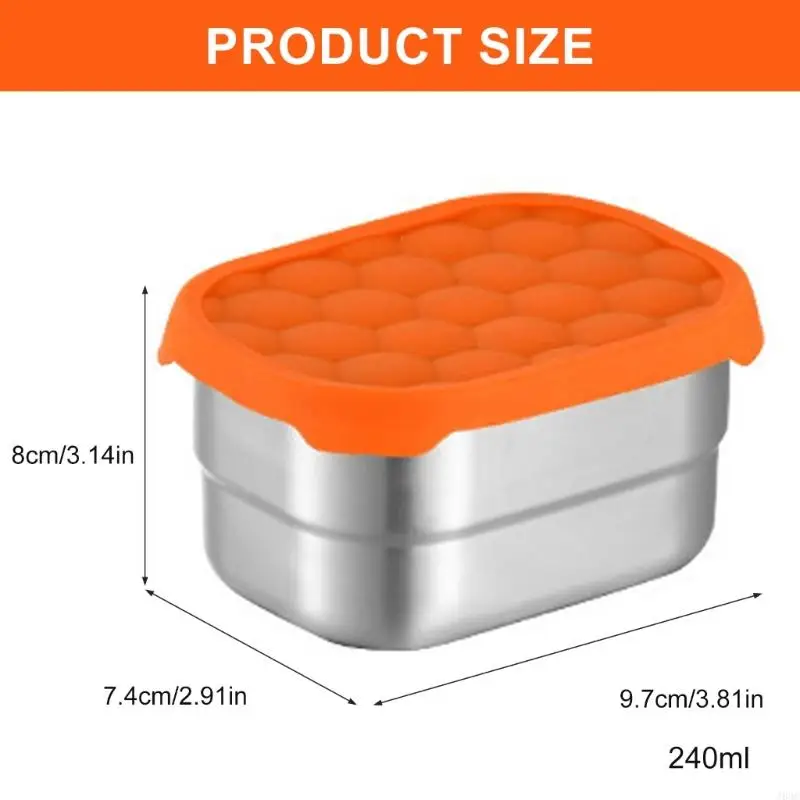 J60C 3 Pieces Stainless Steel Lunch Container Child Friendly Stainless Steel Lunch Box with Lid For Or Snacks
