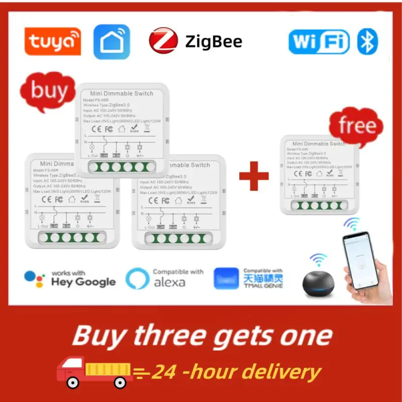 

Tuya WiFi Smart Dimmer Switch Smart Home Switch Voice Control Adjust Brightness Factory Direct Automation Modules