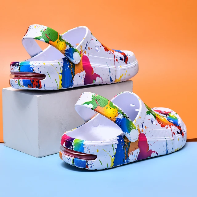 Couple Style Men's and Women's Clogs Sandals Slippers Inkjet Pattern Air Cushion Breathable Beach Sandals Outdoor Thick-Soled Mu 5