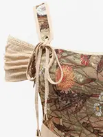 ROSEGAL Plus Size Cold Shoulder Dresses Flowers Print Lace Trim Ruched Ruffles Pockets Spring Summer Casual Midi Dress - Image 3