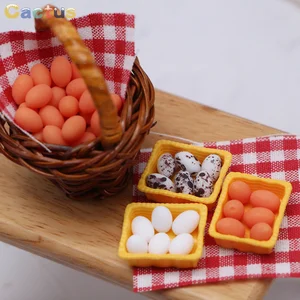 Simulation Food Scene Model Mini Egg With Tray Dollhouse Eggs Kitchen Toy Doll Accessories