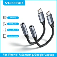 [2Pcs] Vention USB Type C to 3.5mm Jack Earphone Adapter Headphone USB C Cable Audio Adapter with DAC For iPhone 17 16 15 Xiaomi 1