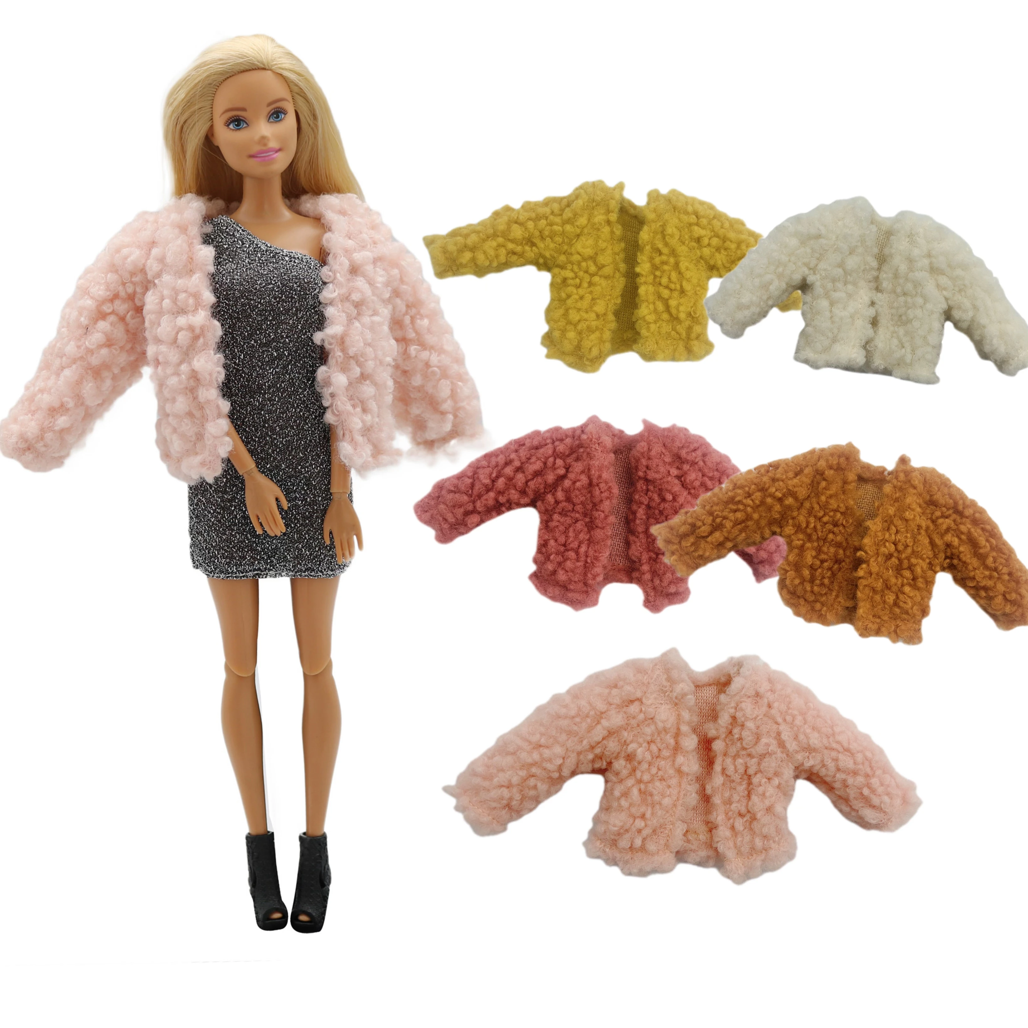 

Clothing For Barbie 30cm 1/6 BJD Doll Accessories Fashion Clothes Suit Casual Curly Plush Coat Dollhouse Toys Girl Gift
