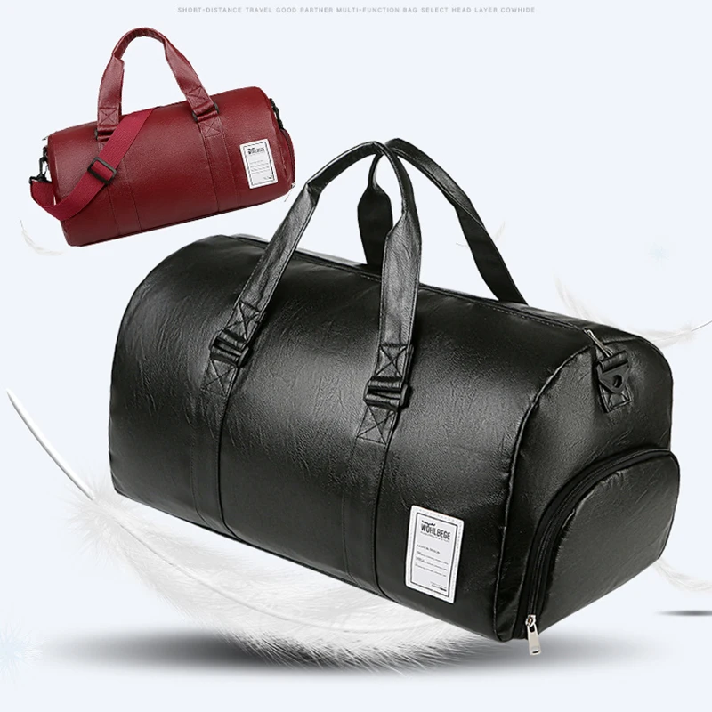 Male Gym Fitness Bags for Man Shoes PU Leather Travel Duffle Waterproof Shoulder Swimming Outdoors Sports Boxing Bags Handbag 5