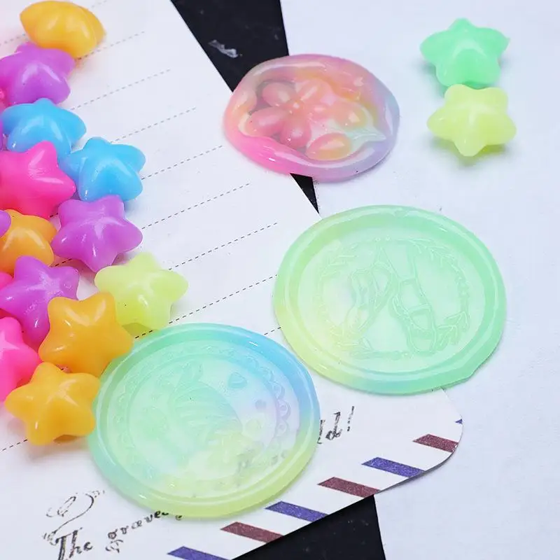 100pcs/set Luminous Sealing Wax Beads Creative Fluorescent Light Wax Sealing Stamp Fluorescence Night Light Noctilucent Wedding sealing wax beads,sealing wax beans,wax seal beads