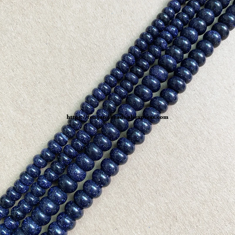 Naturstein Glatte Rondelle Blauer Sandstein 7" Lose Perlen 4X6 5X8mm Auswahlgröße für Schmuckherstellung DIY