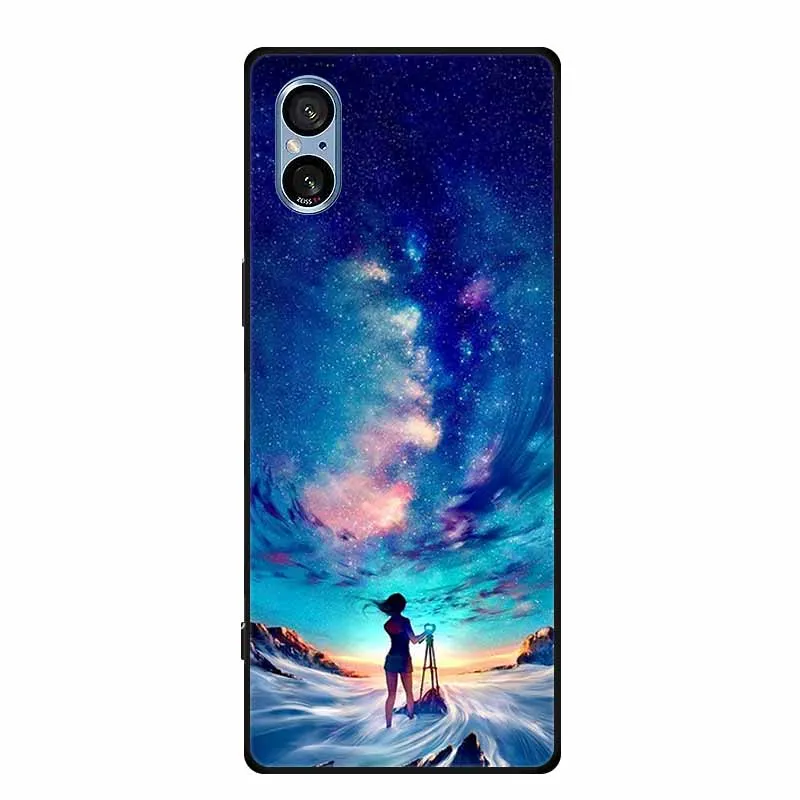 Stylish Black Silicone Soft Phone Case with Fashion Pictures